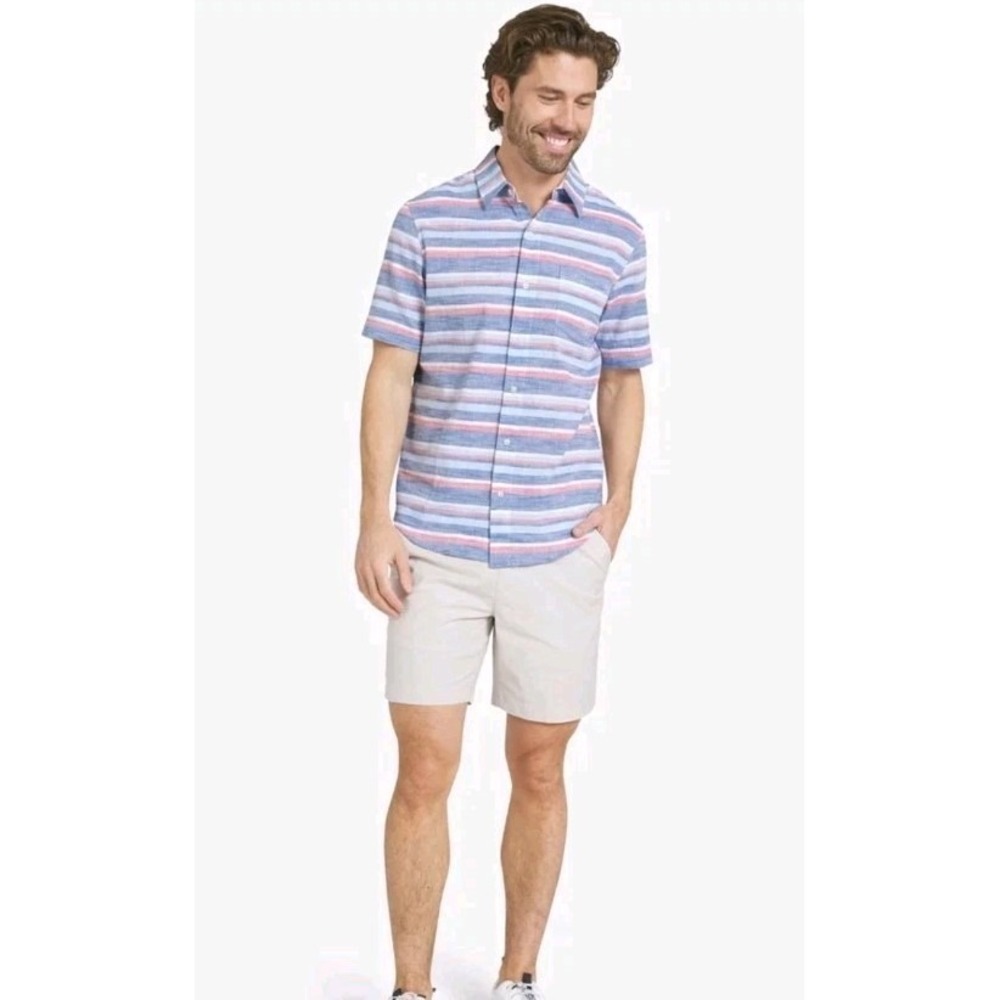 Chaps Seacoast Wash Coastal Linen Blend L Button-Up NWT Horizon Blue CM26SW230W